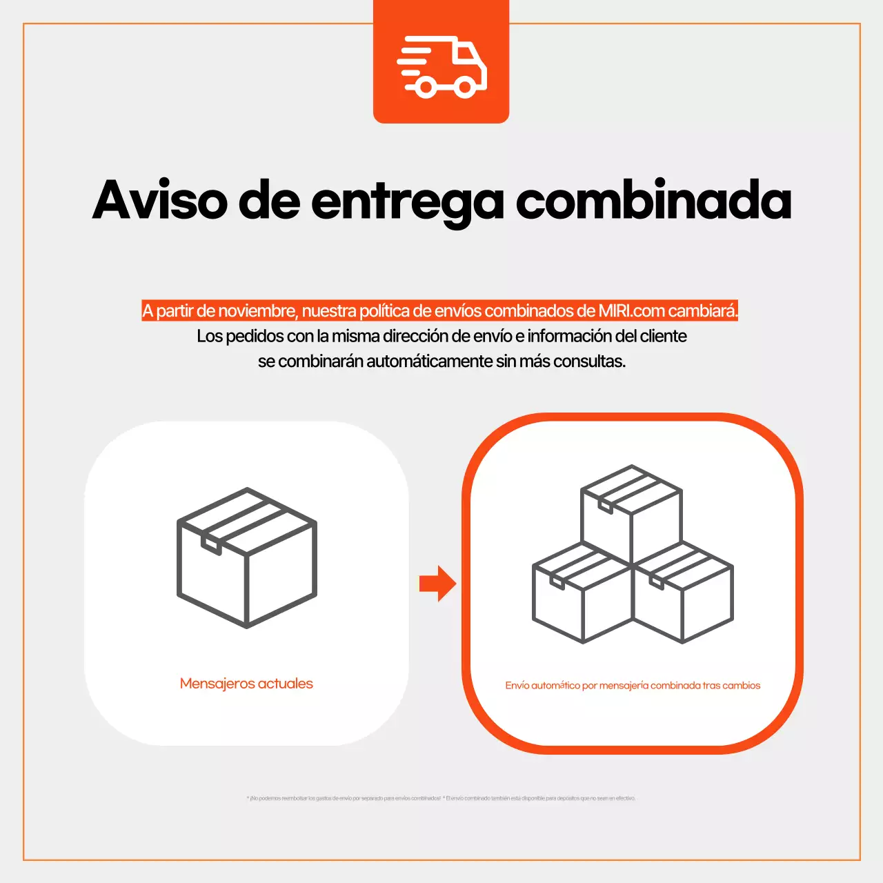 Información de envío de Orange Simple