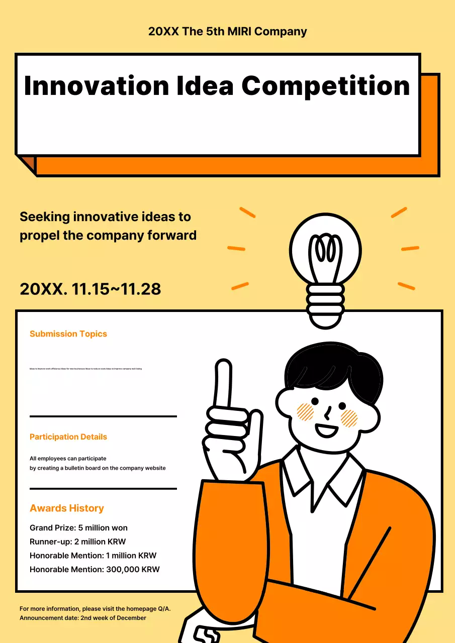 Poster thông báo cuộc thi hiện đại màu vàng