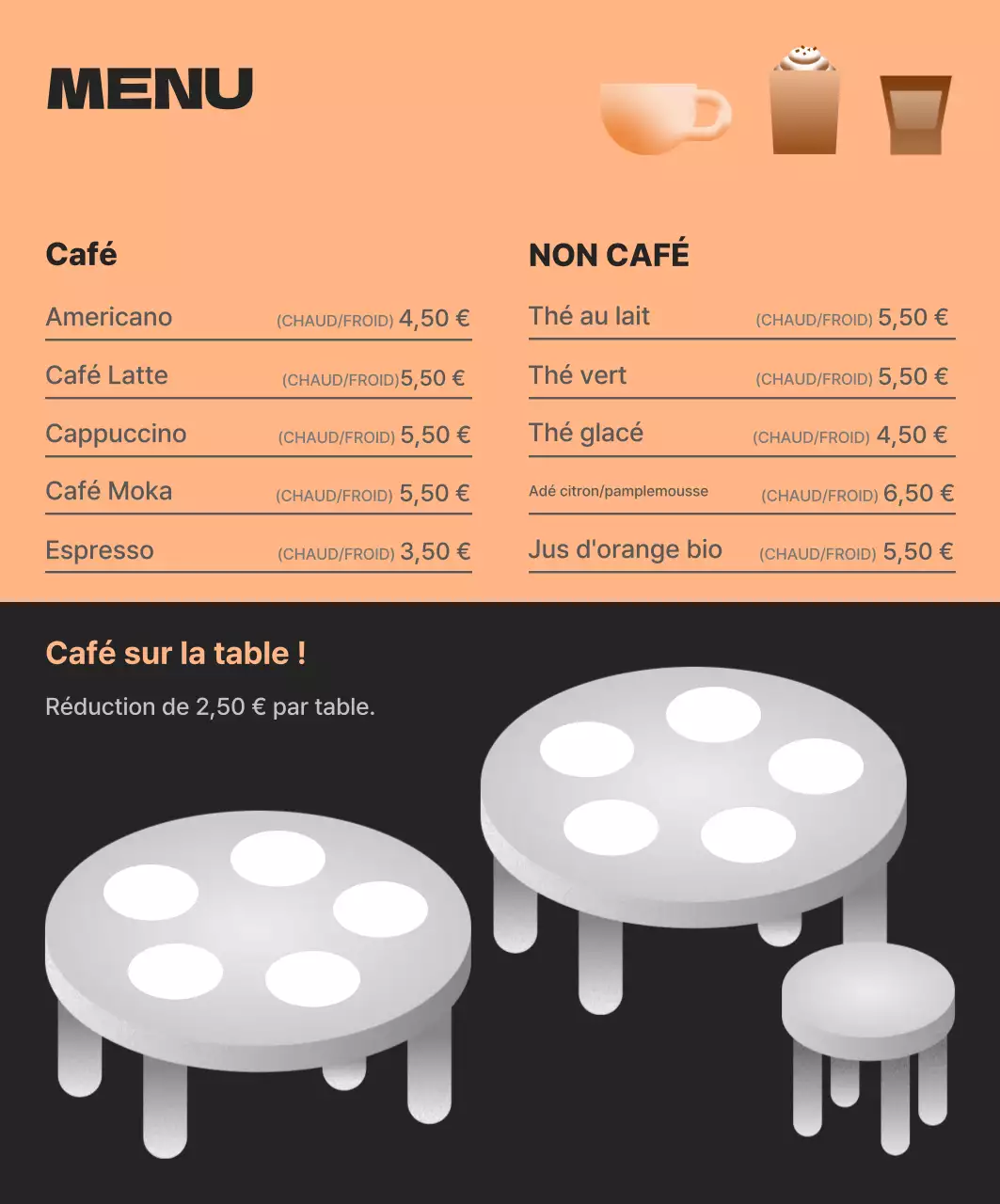 Annonce de café moderne noir