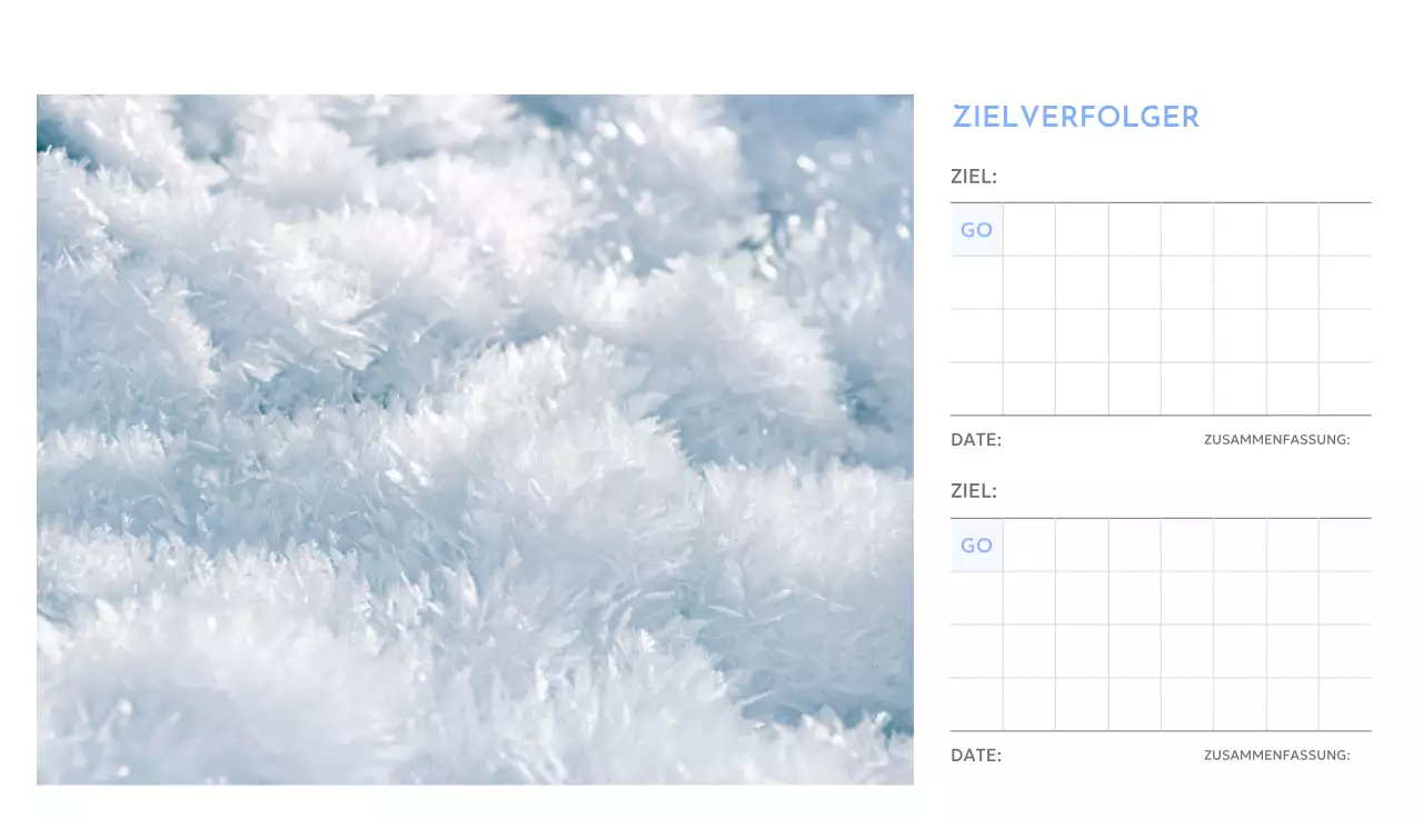 Foto-Zielverfolgungskalender mit einem Hauch von Blau