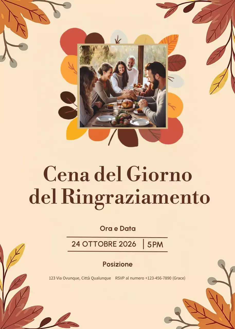Invito rustico beige per il Ringraziamento