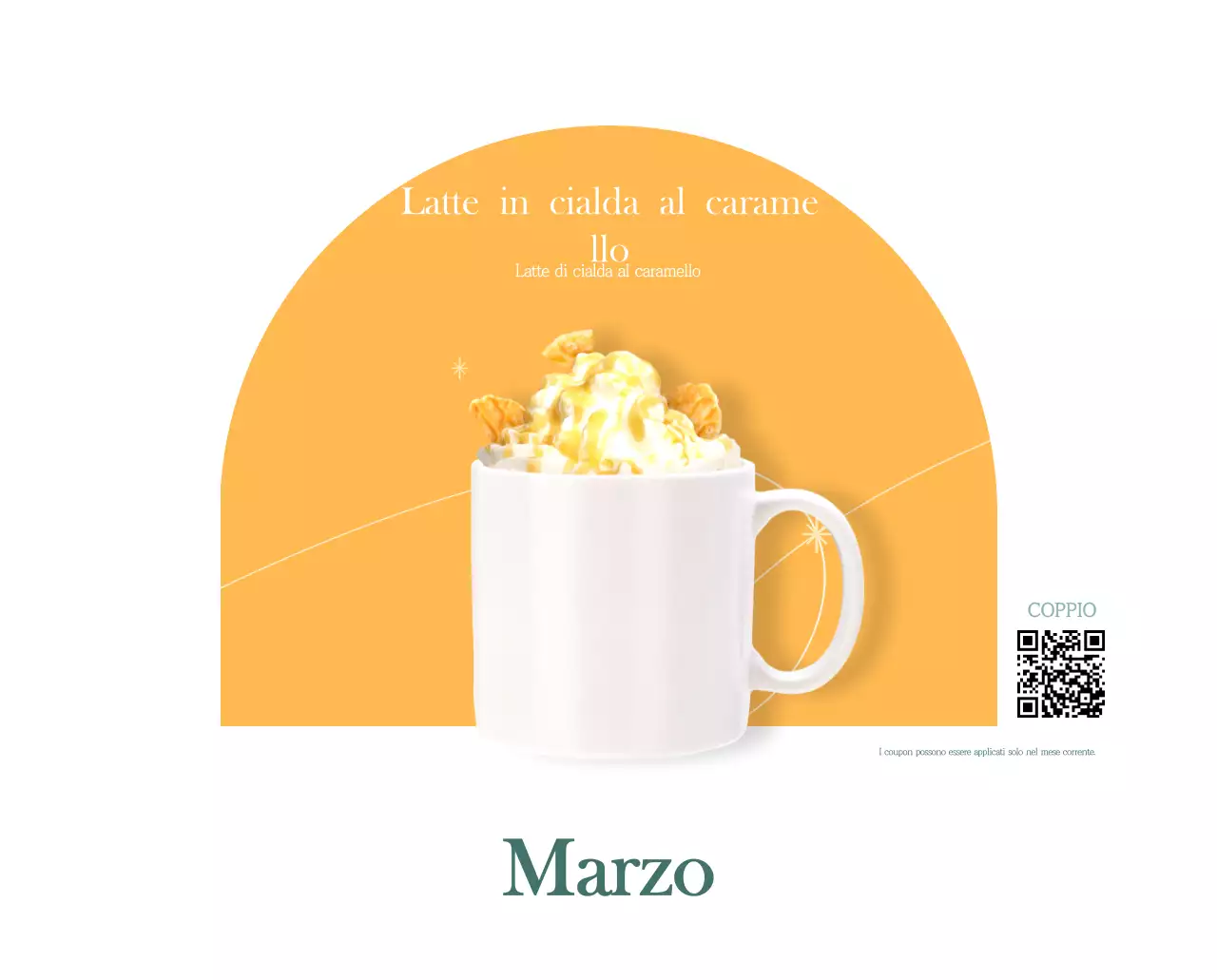 Un moderno calendario dei caffè con i consigli per la bevanda del mese