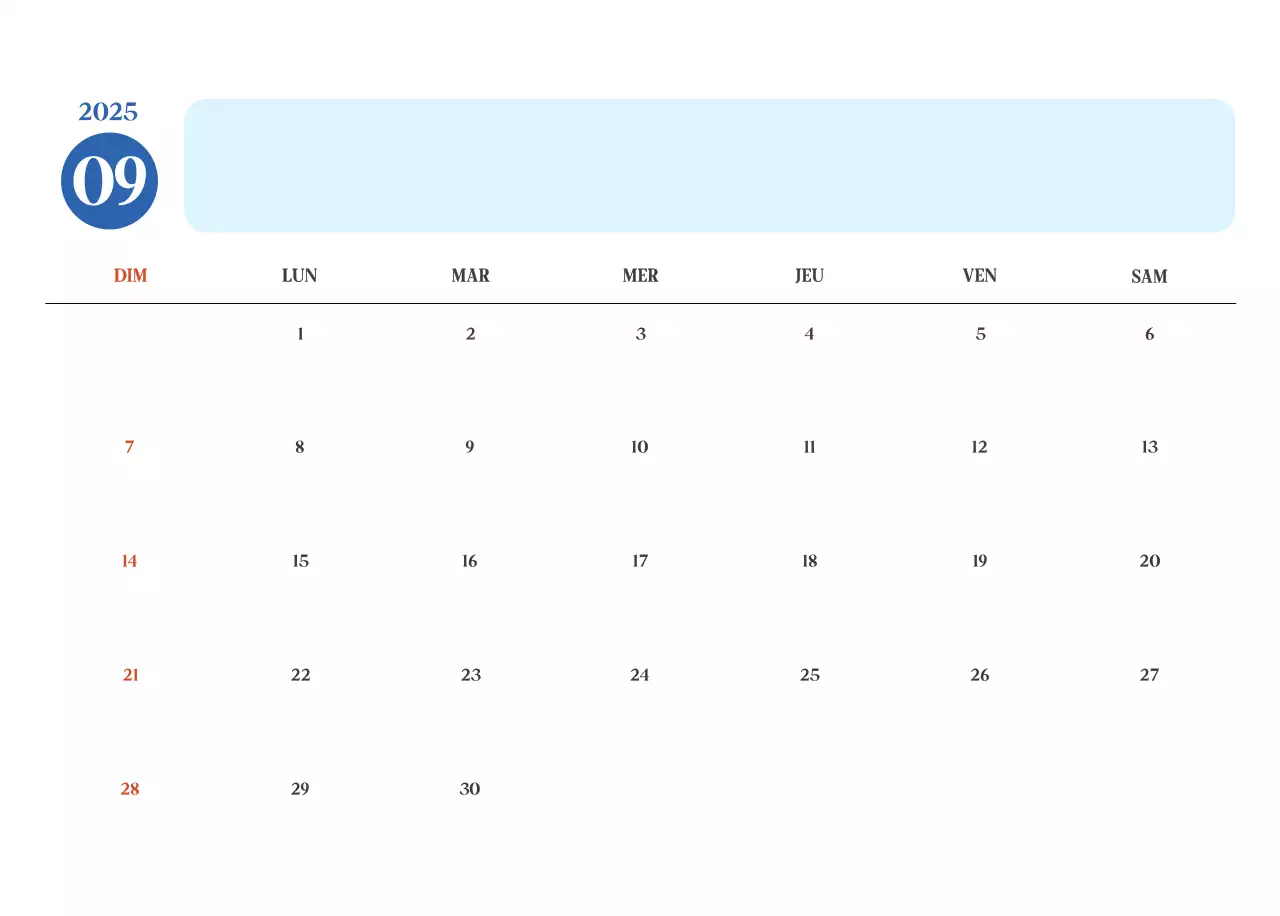 Calendrier hospitalier moderne bleu