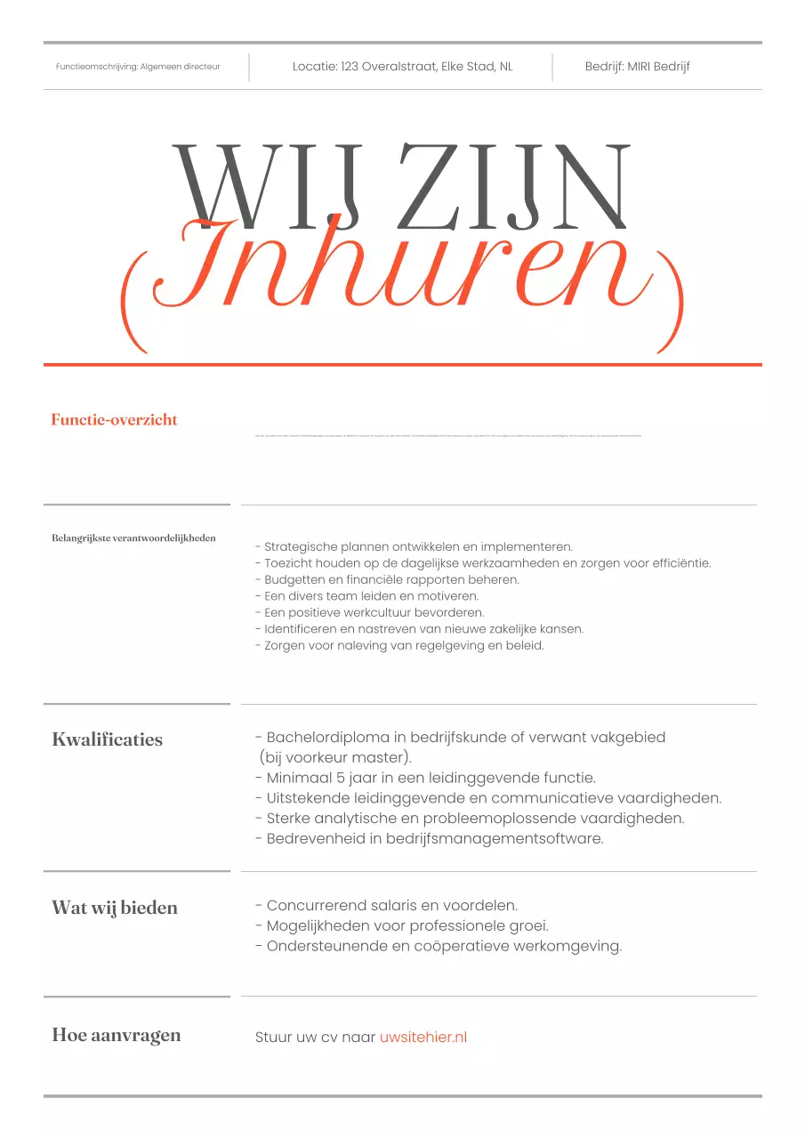 oranje modern wervingsbericht