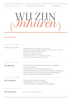 oranje modern wervingsbericht