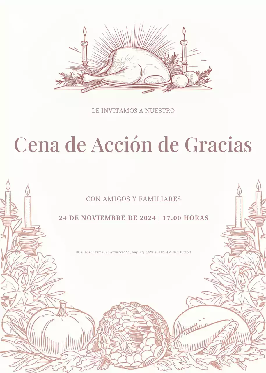 beige invitación tradicional de Acción de Gracias
