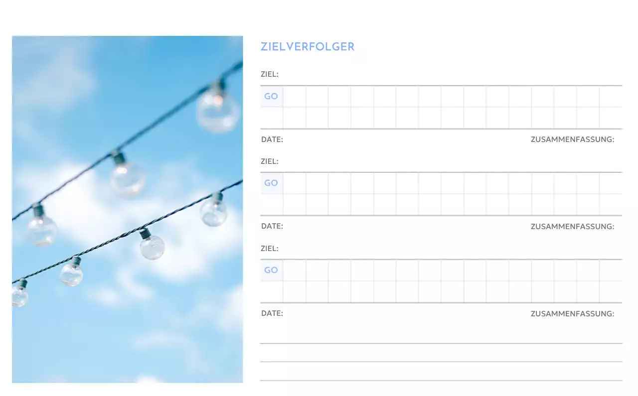 Foto-Zielverfolgungskalender mit einem Hauch von Blau