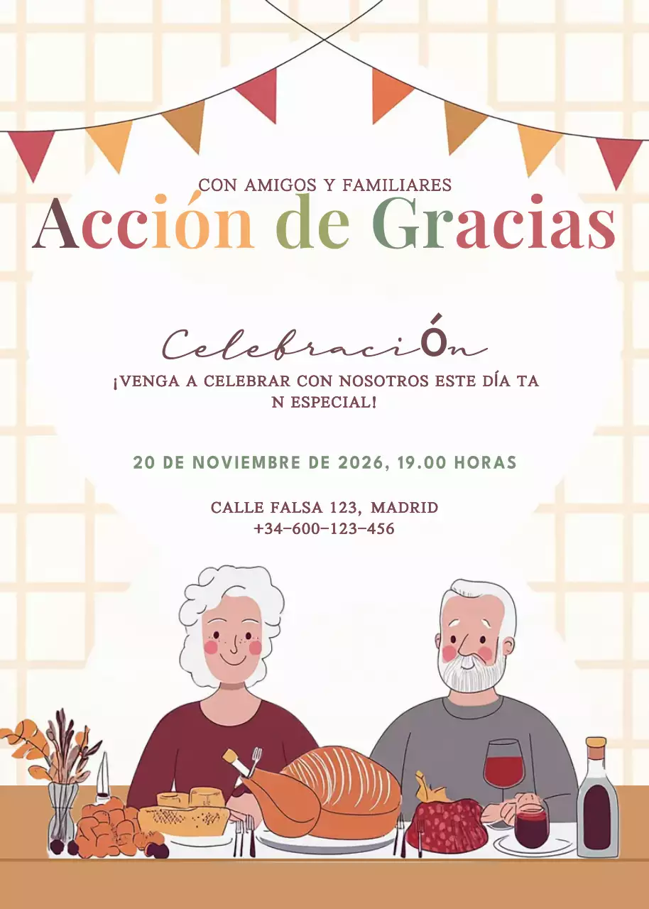 beige invitación tradicional de Acción de Gracias