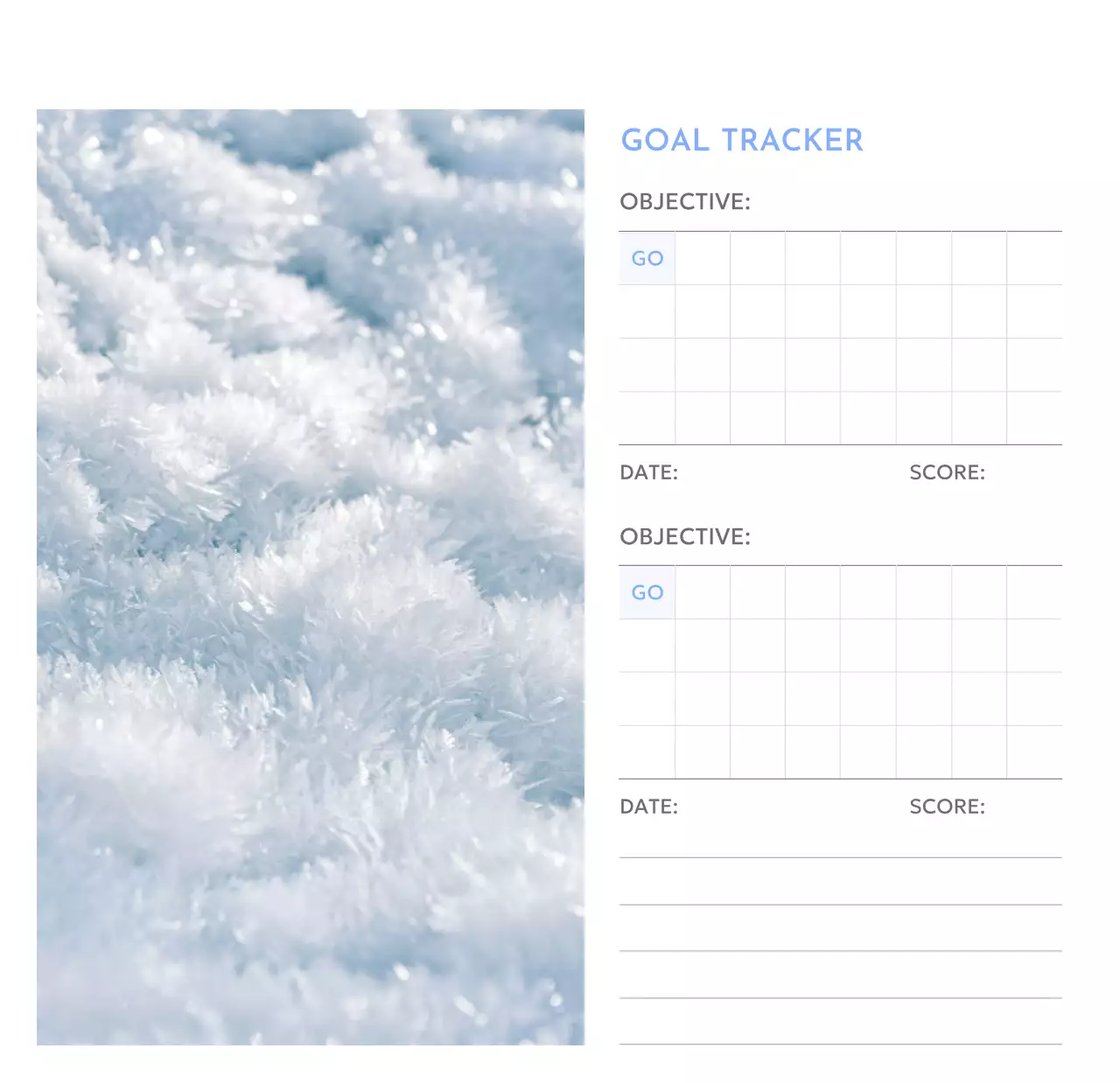 Kalender pelacak sasaran foto dengan percikan warna biru