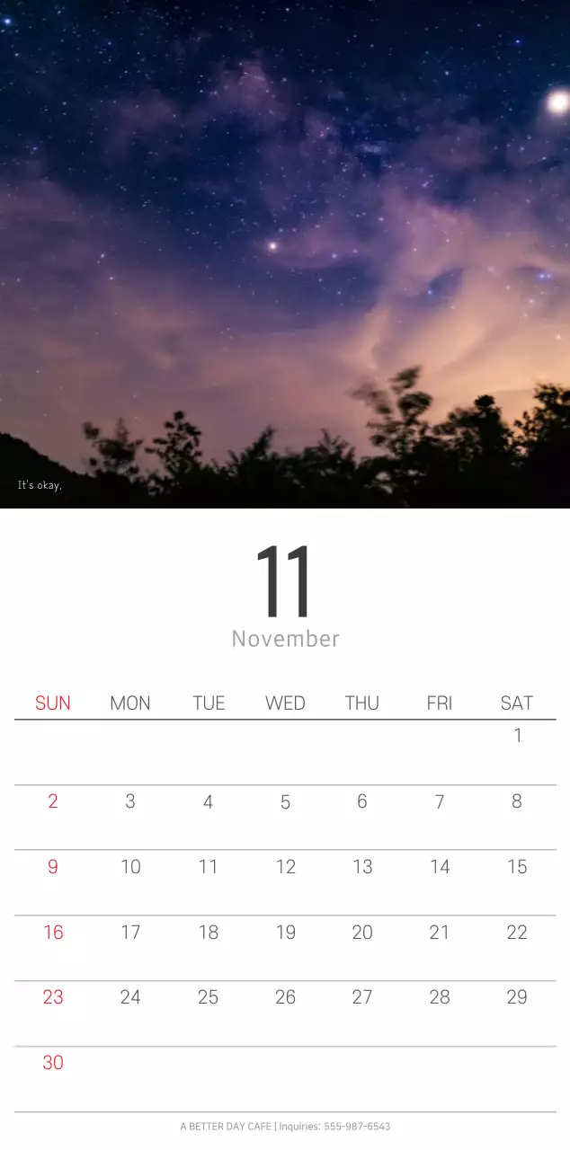 White clean botanical nature calendar