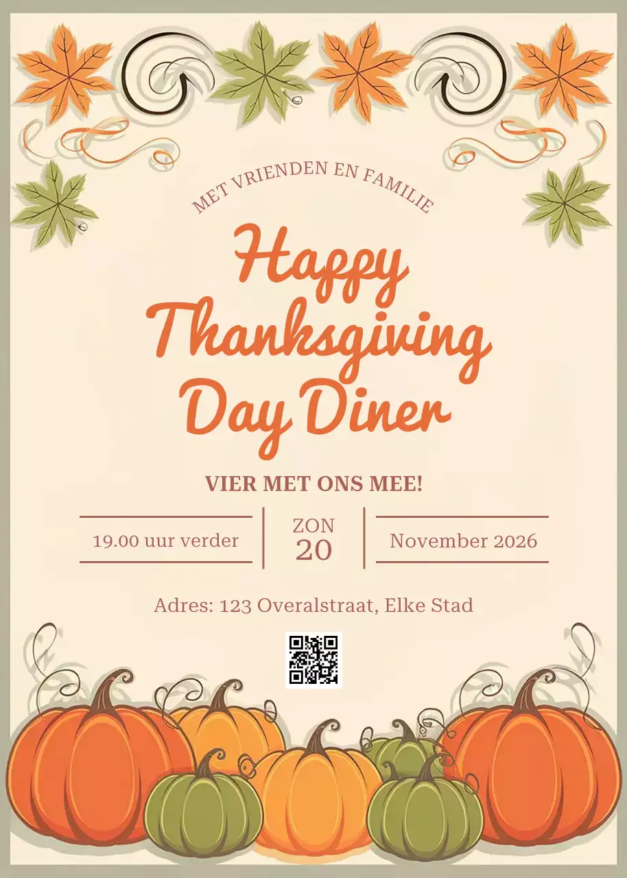 Oranje traditionele uitnodiging voor Thanksgiving