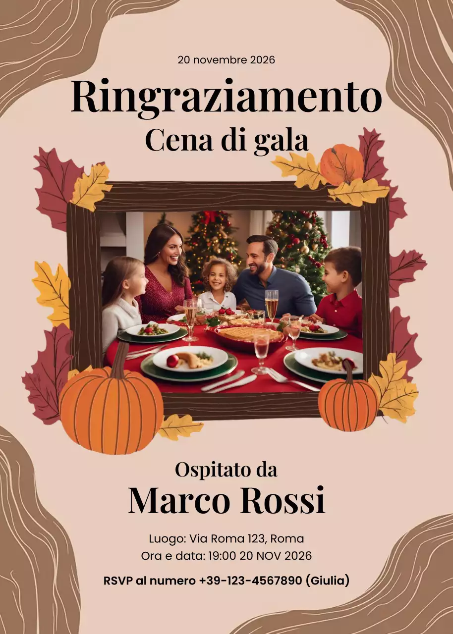 Invito alla cena del Ringraziamento tradizionale beige