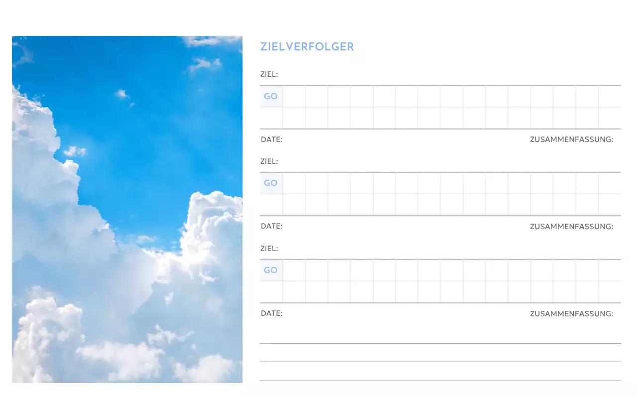 Foto-Zielverfolgungskalender mit einem Hauch von Blau