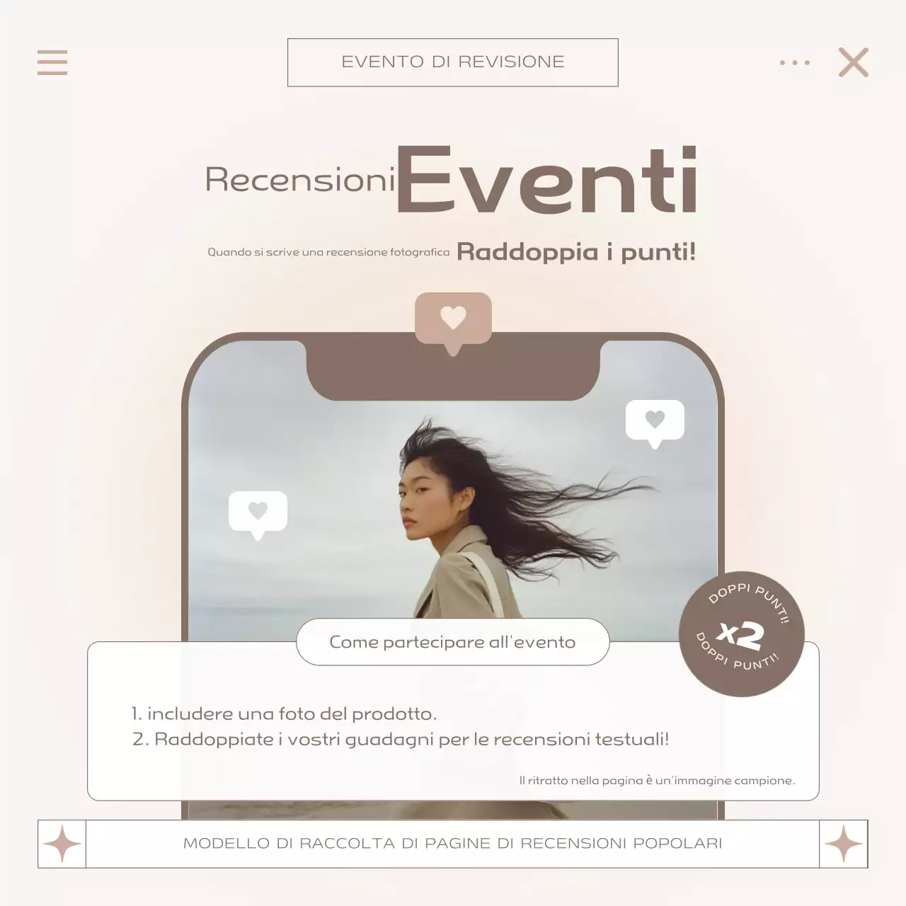 Promuovere il modello di recensione moderno Beige