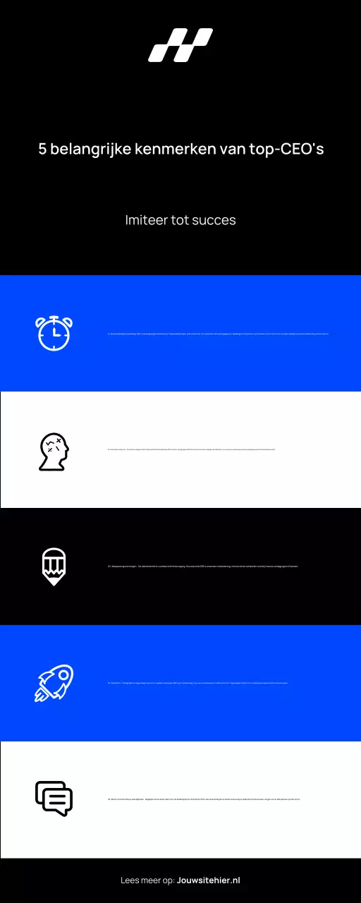 CLEAN MINIMAL TOP 5 KENMERKEN CEO ZAKELIJK INFOGRAPHIC
