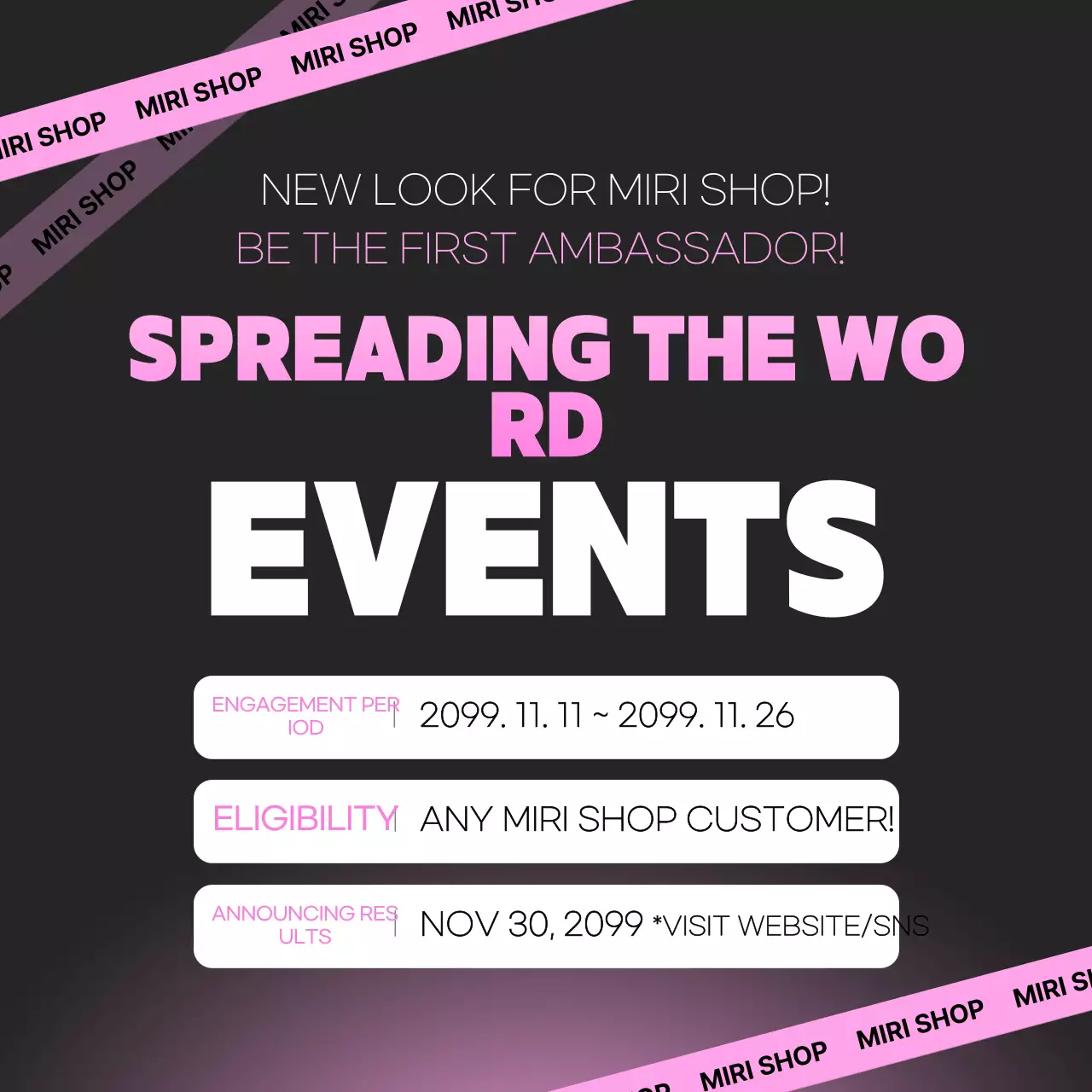 Carrossel de promoção de eventos da Pink Trendy no Instagram