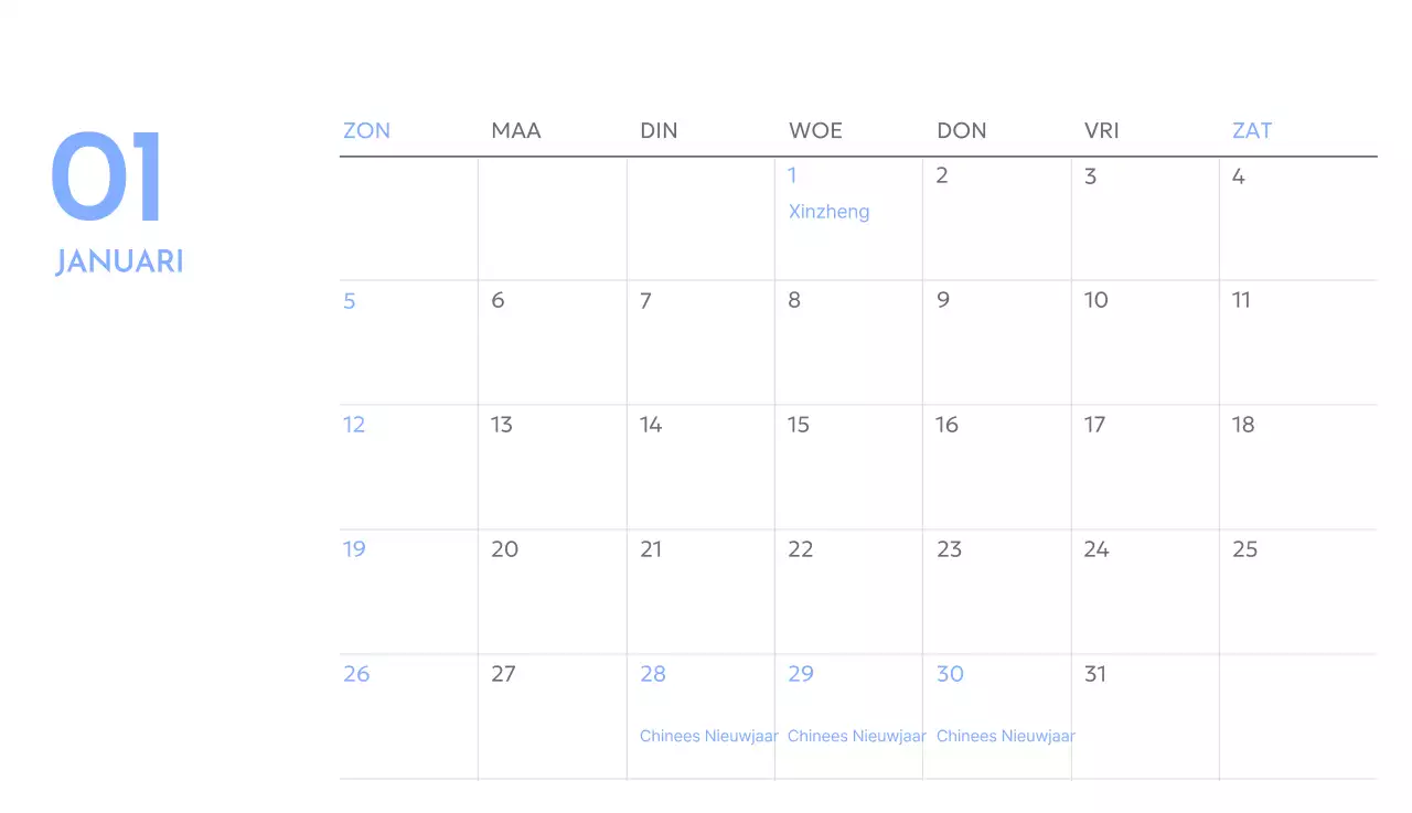 Photo goal tracker kalender met een vleugje blauw