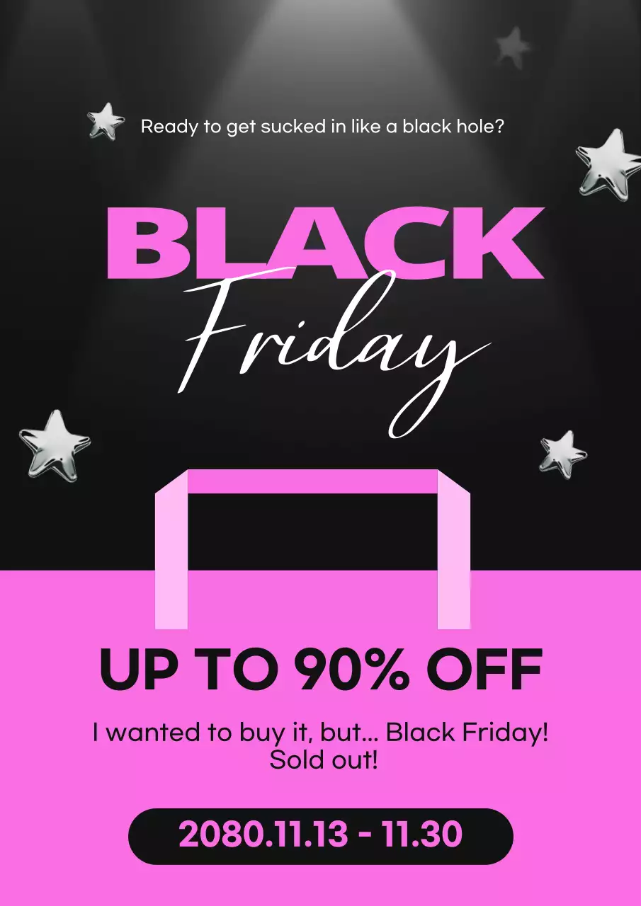 Poster Promosi Black Friday Trendy Berwarna Pink