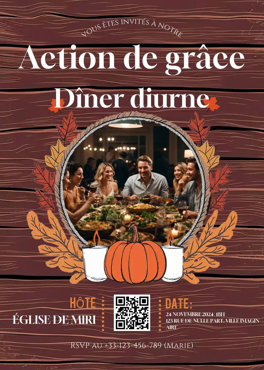 invitation rustique brune pour Thanksgiving