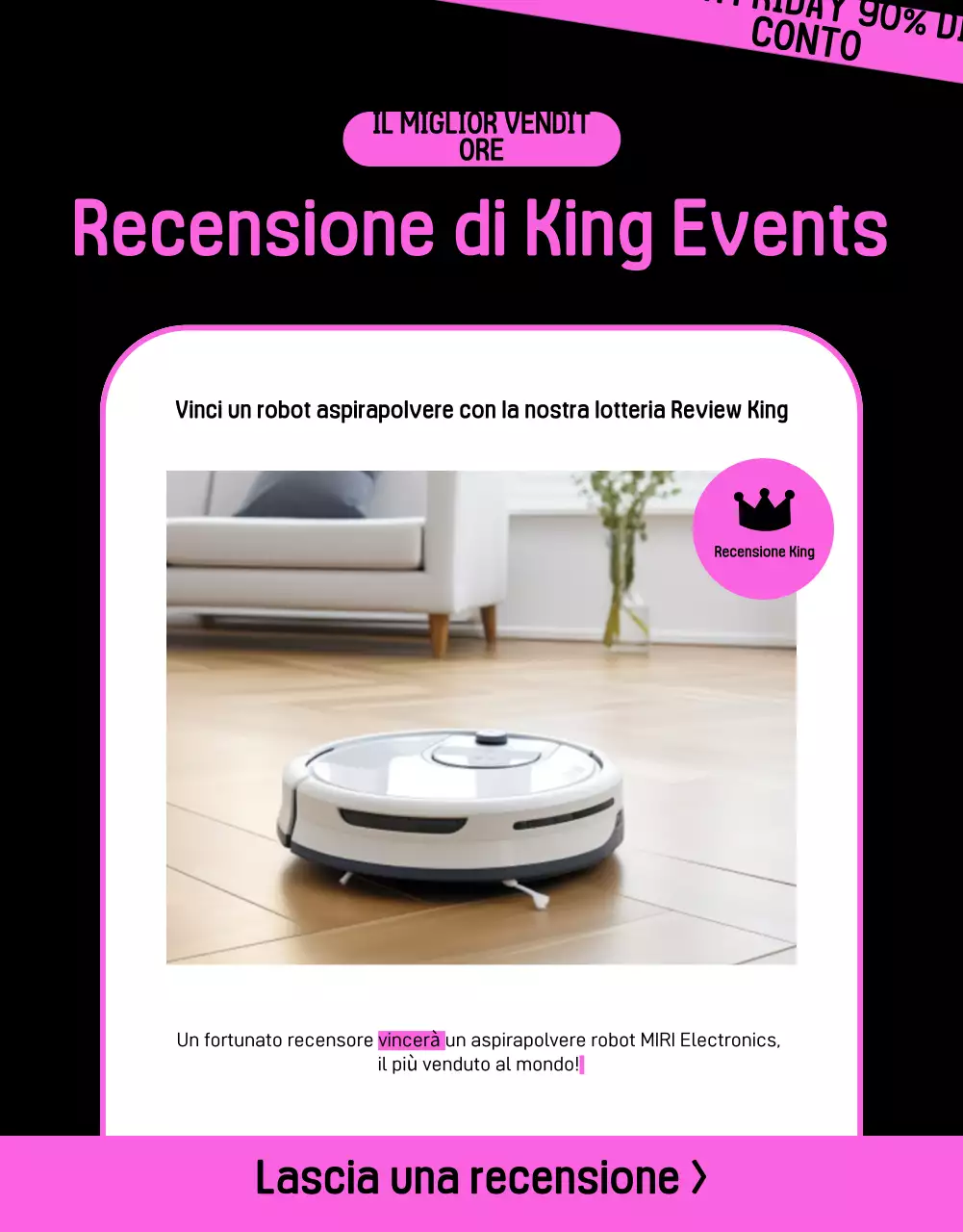 Annuncio kitsch per i saldi del Black Friday in nero e rosa acceso