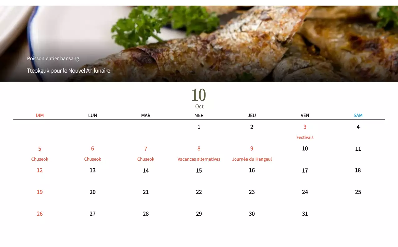 Calendrier de l'alimentation traditionnelle beige