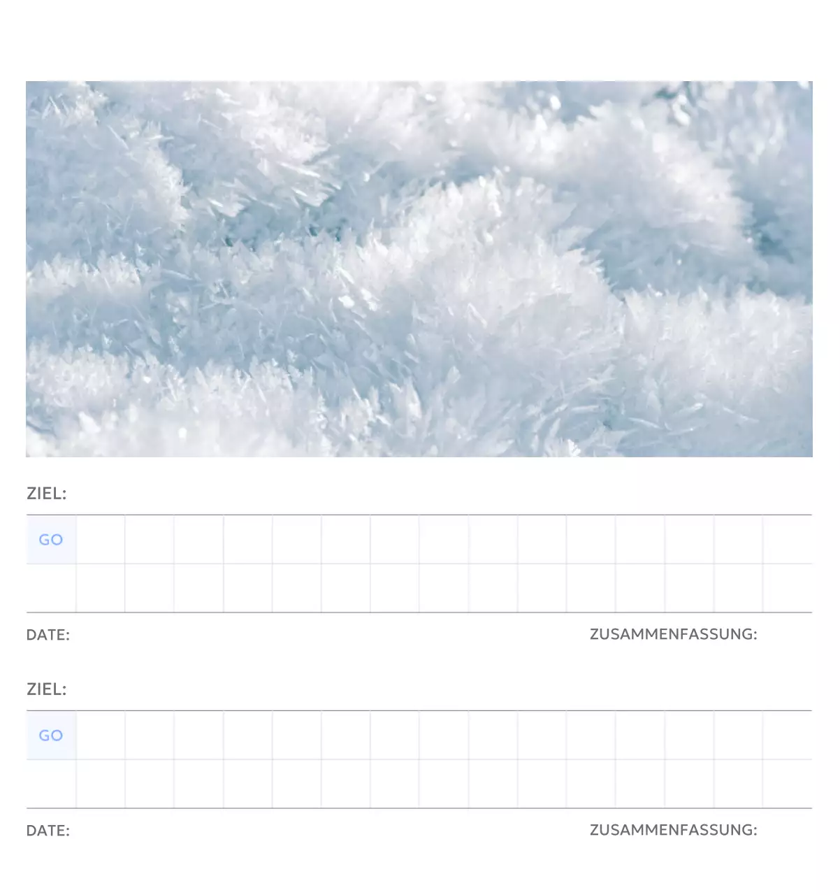 Foto-Zielverfolgungskalender mit einem Hauch von Blau