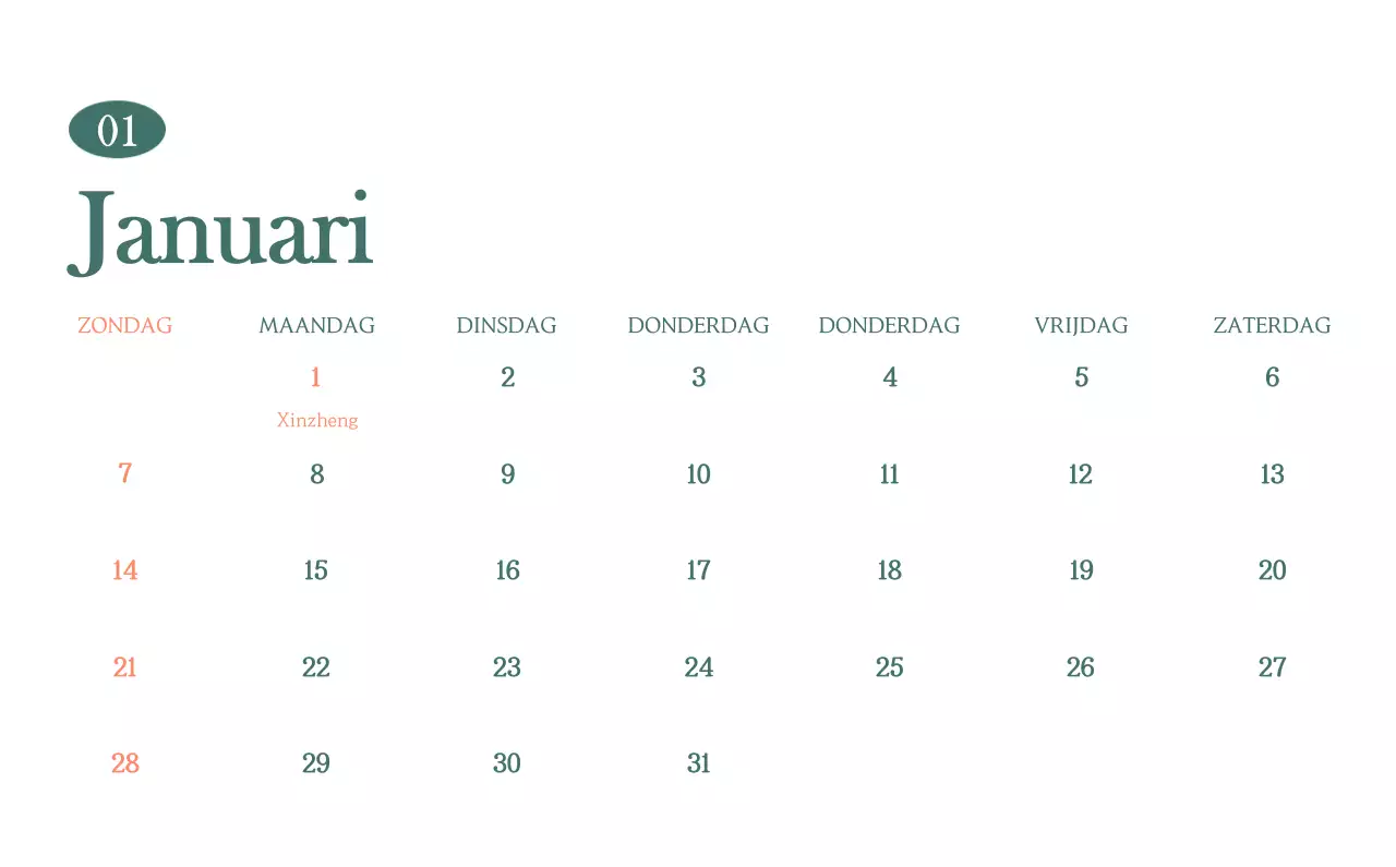 Een moderne cafékalender met aanbevelingen voor de drank van de maand