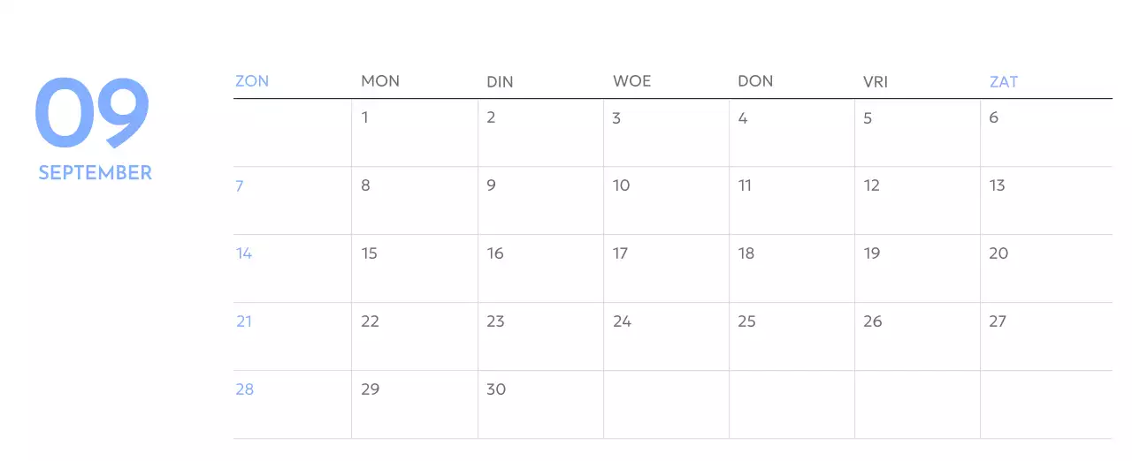 Photo goal tracker kalender met een vleugje blauw