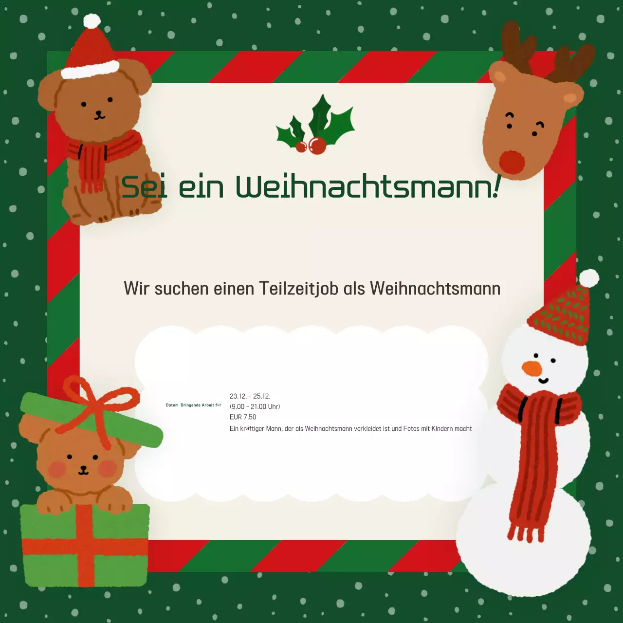 Weihnachts-Nebenjobs in grün und gemütlich