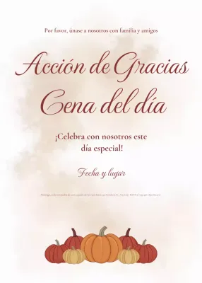 Elegante invitación en crema para la cena de Acción de Gracias