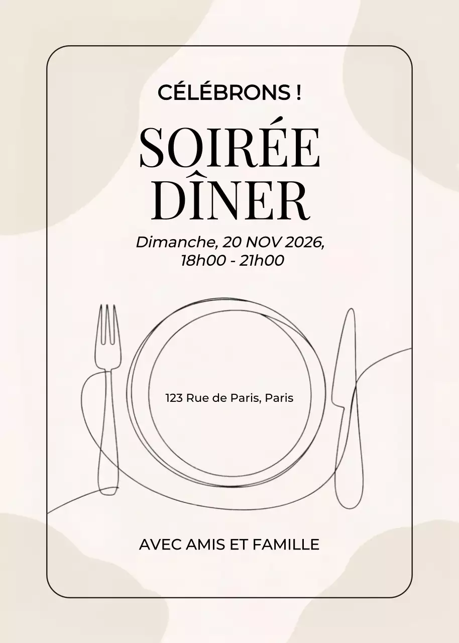 invitation esthétique beige pour le dîner de Thanksgiving
