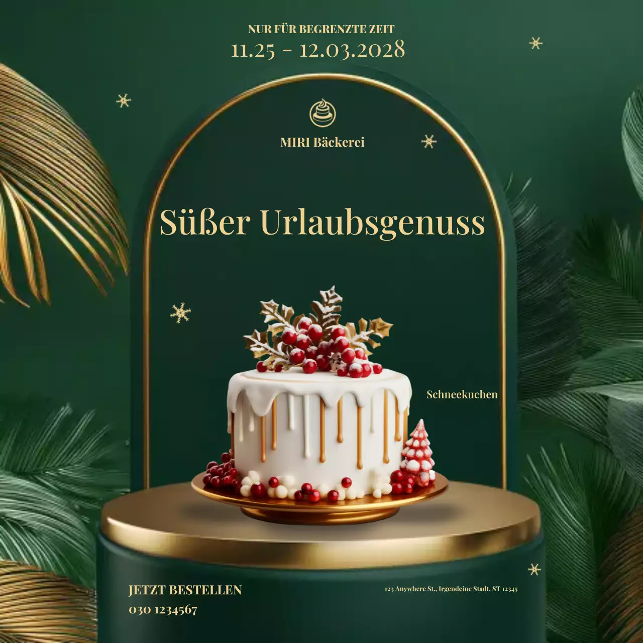 Green Holiday Sweet Delight Cake Shop Promotion