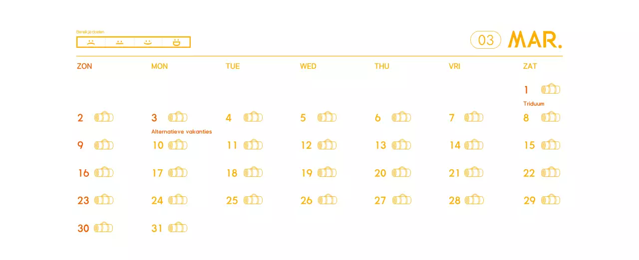 Oranje Minimalistische Yoga Promotiekalender