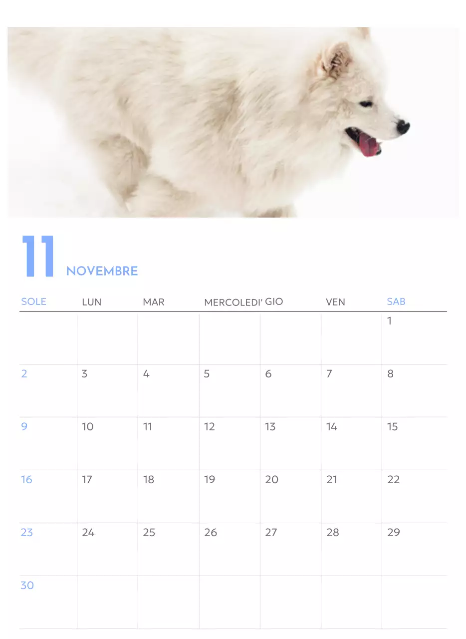 Calendario con foto tracciatore di obiettivi con un tocco di blu