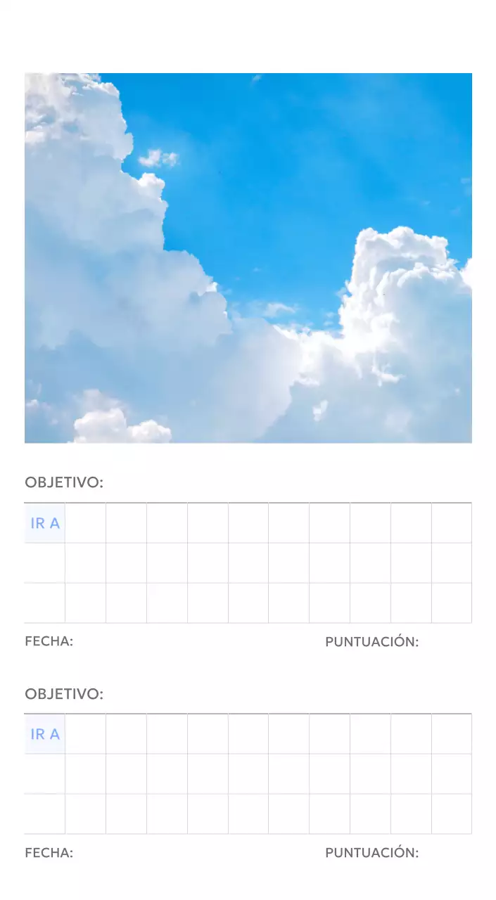 Calendario fotográfico de seguimiento de objetivos con un toque de azul