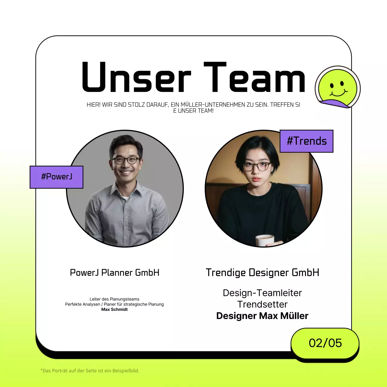 Einfaches Geschäftsanschreiben in Chartreuse und Weiß