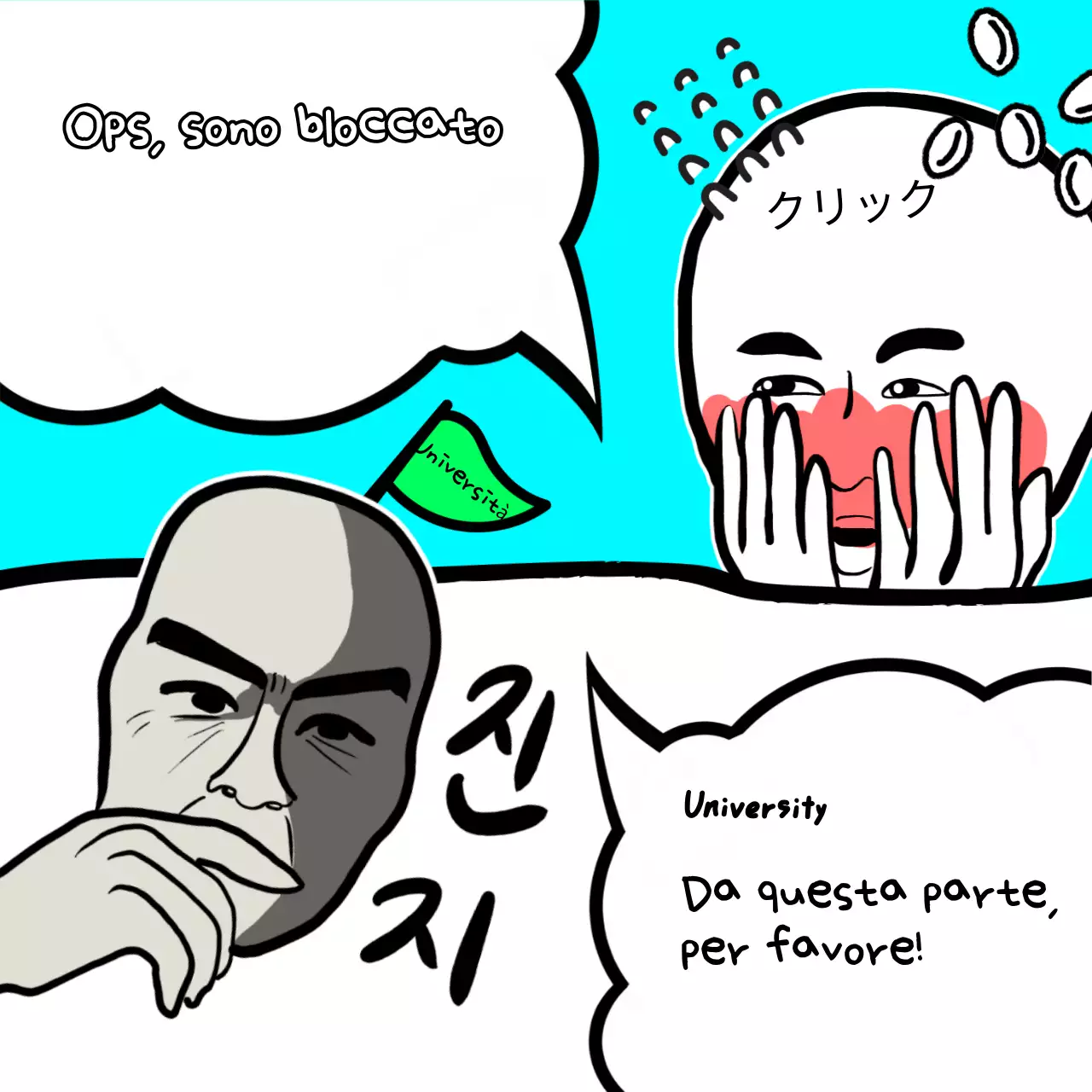 Un tifo azzurro e bianco a forma di bottiglia per gli esaminandi