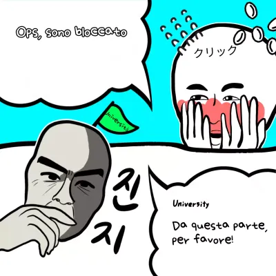 Un tifo azzurro e bianco a forma di bottiglia per gli esaminandi