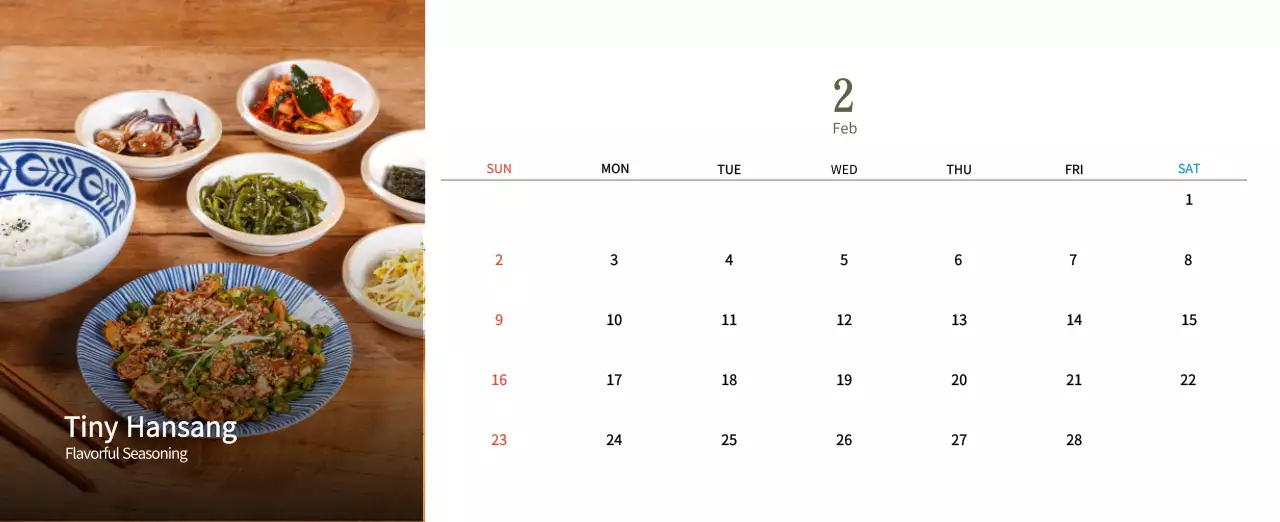 Beige Traditional Food Calendar