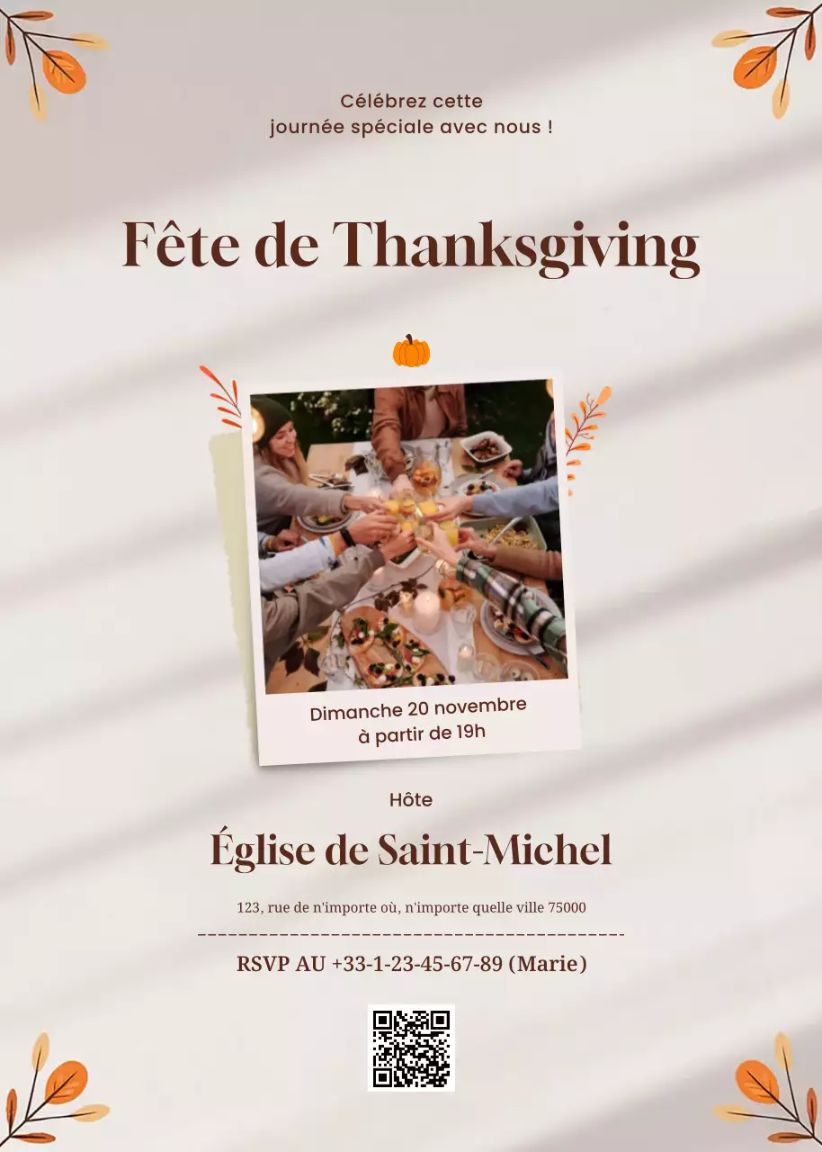 Beige Classic Thanksgiving Invitation Celebration