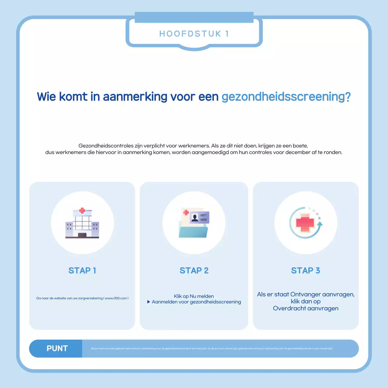 Eenvoudig bericht voor gezondheidscontrole in lichtblauw
