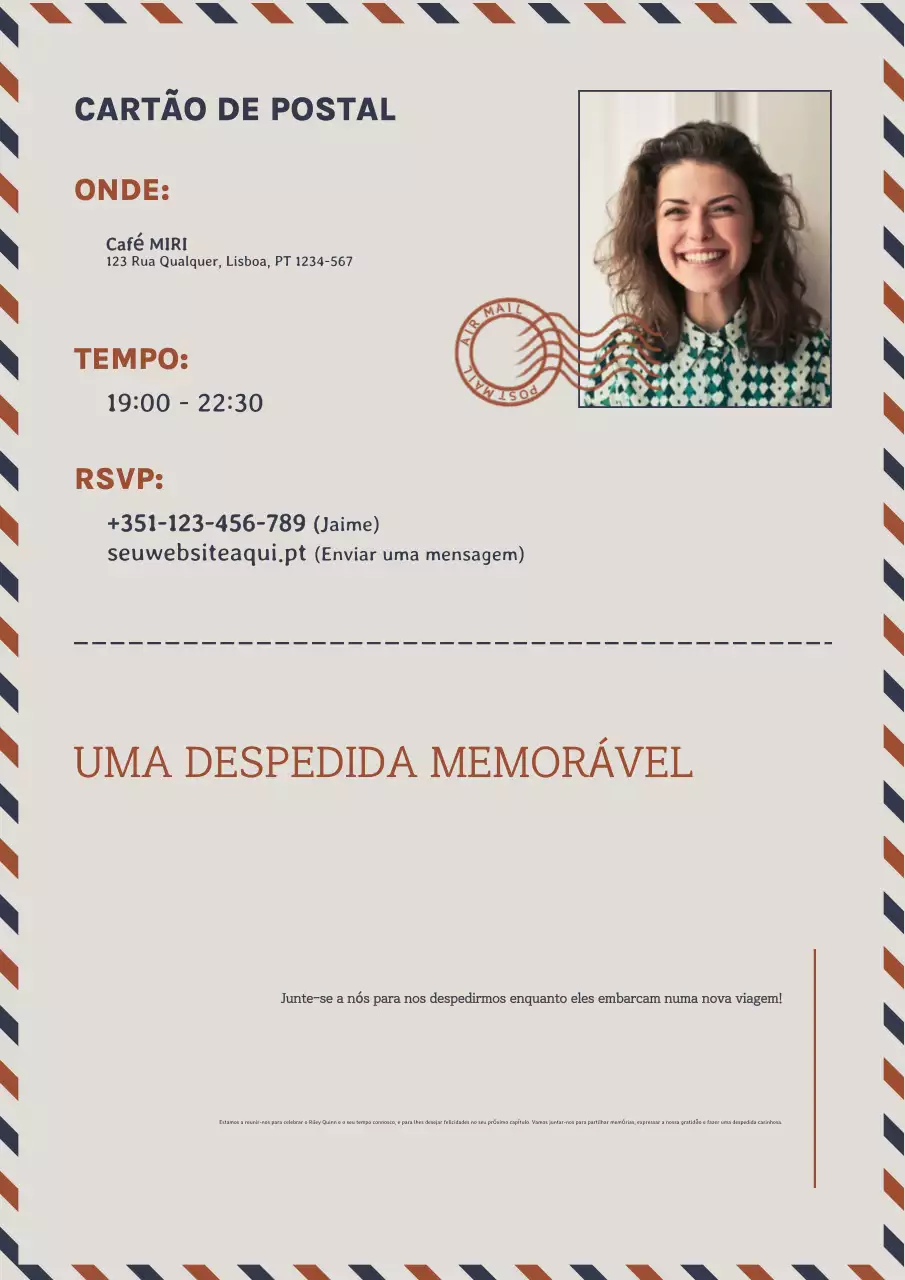 Convite de despedida clássico bege