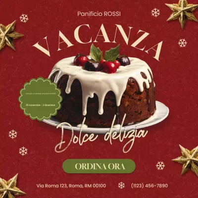 torta natalizia rossa festosa post promozionale della pasticceria