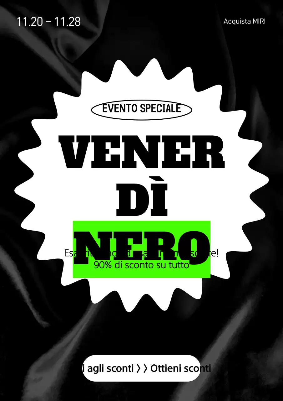Annuncio di vendita del venerdì nero con accenti neri e fluorescenti