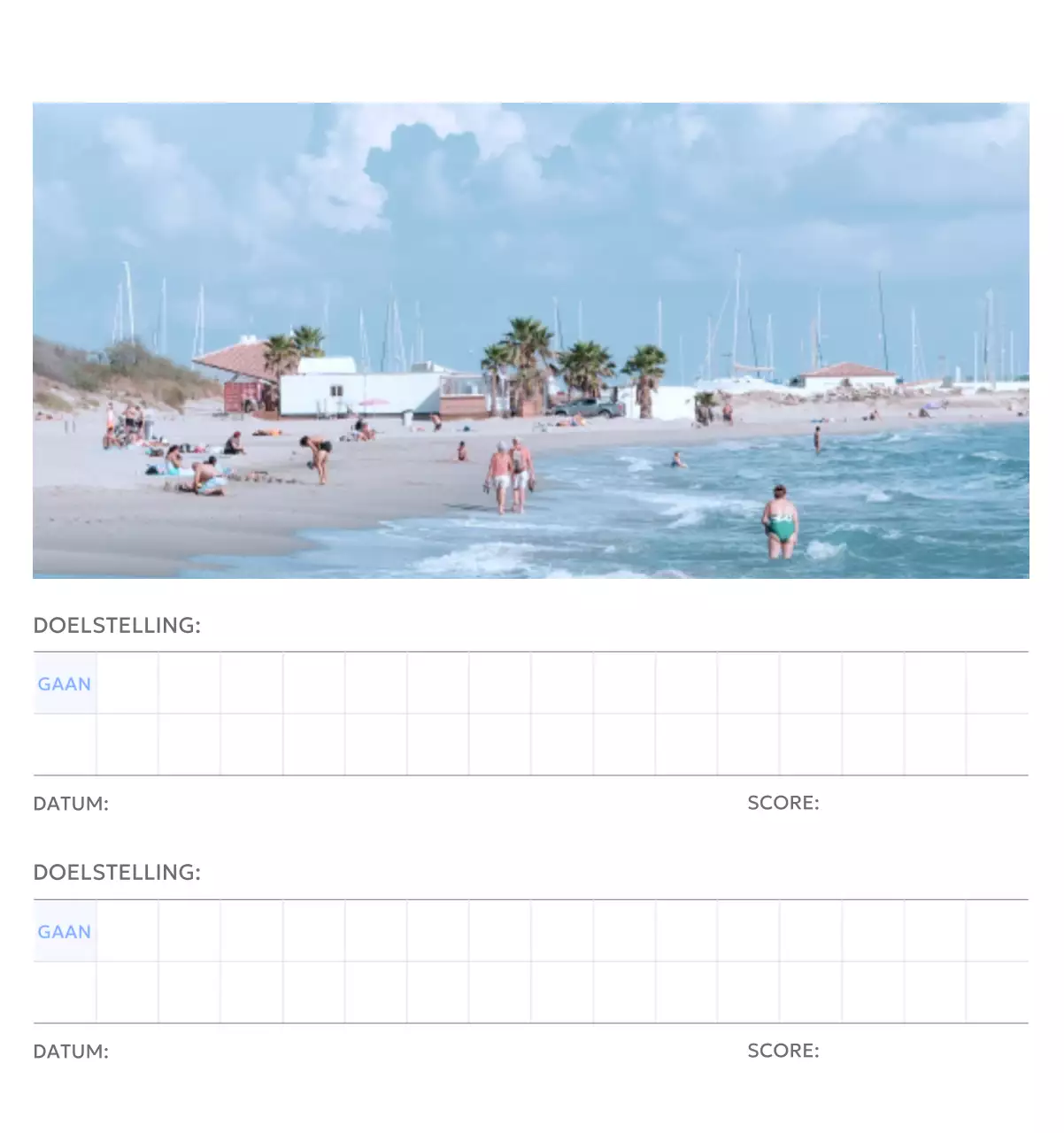 Photo goal tracker kalender met een vleugje blauw