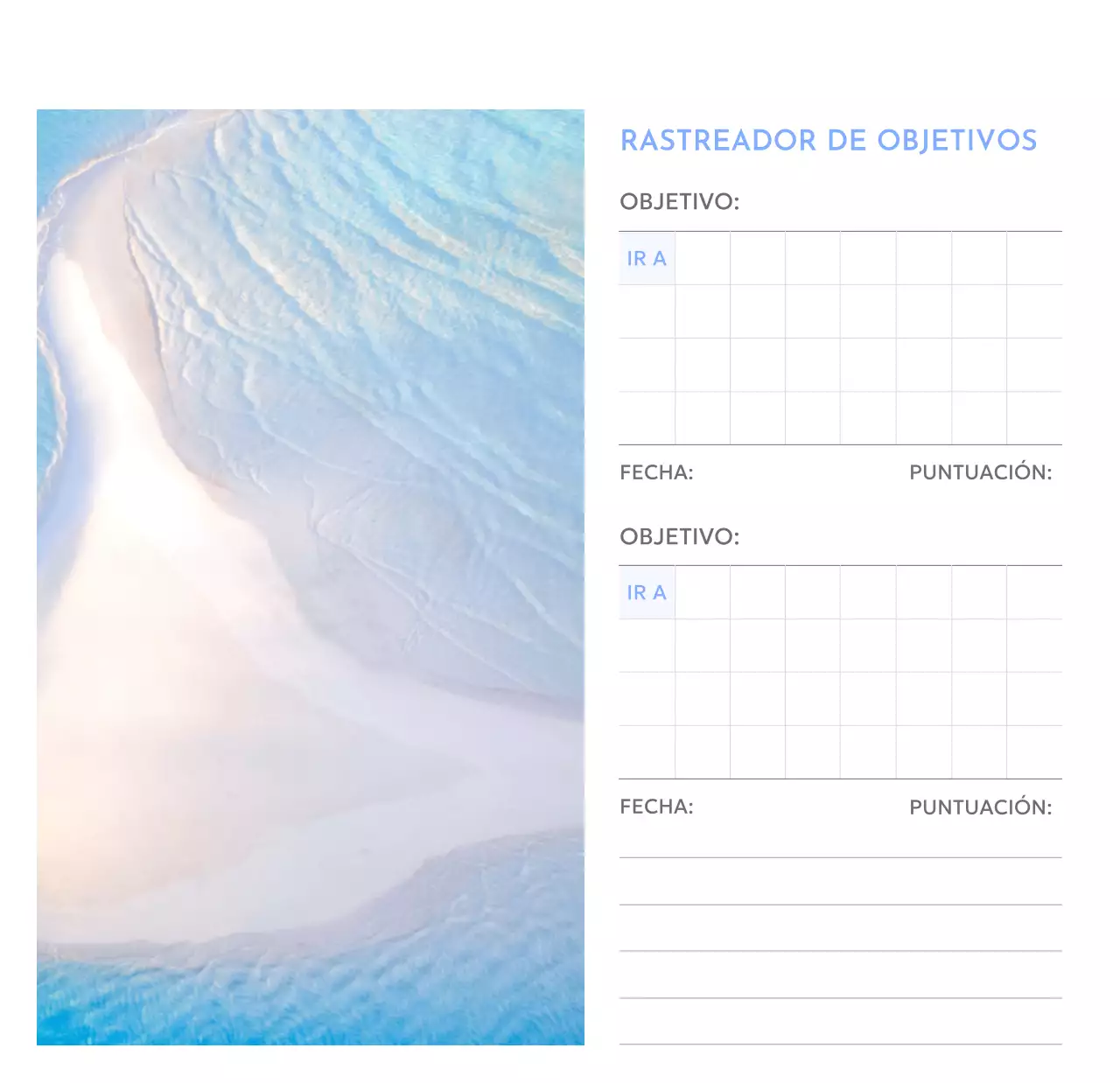Calendario fotográfico de seguimiento de objetivos con un toque de azul