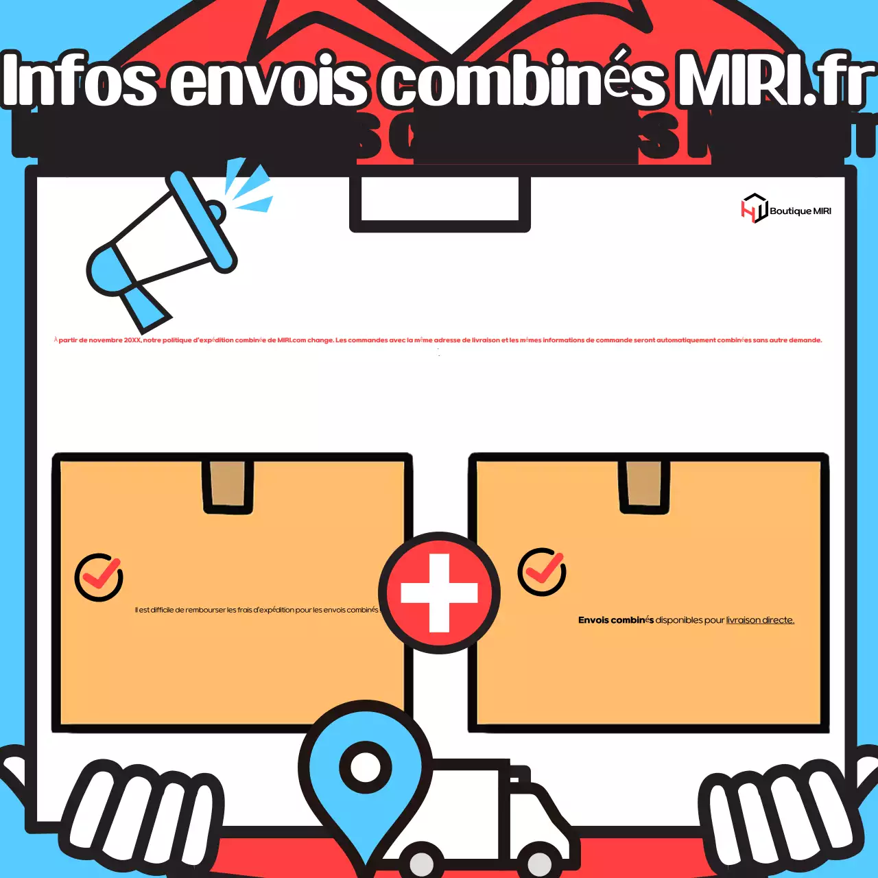 Instructions d'expédition simples bleu clair