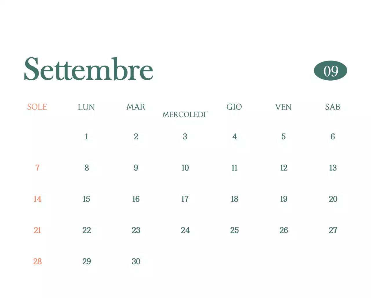 Un moderno calendario dei caffè con i consigli per la bevanda del mese