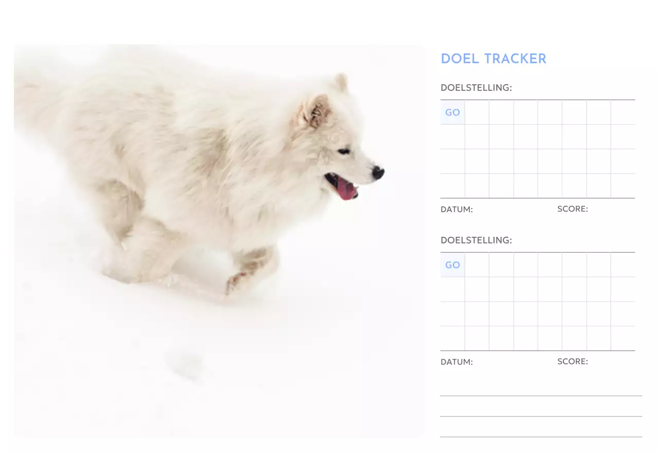 Photo goal tracker kalender met een vleugje blauw