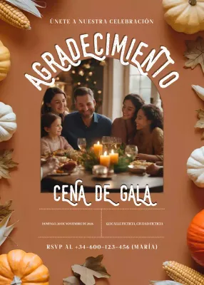 invitación tradicional naranja de Acción de Gracias